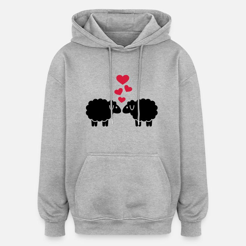 Mouton - Sweat à capuche oversize unisexe - gris chiné