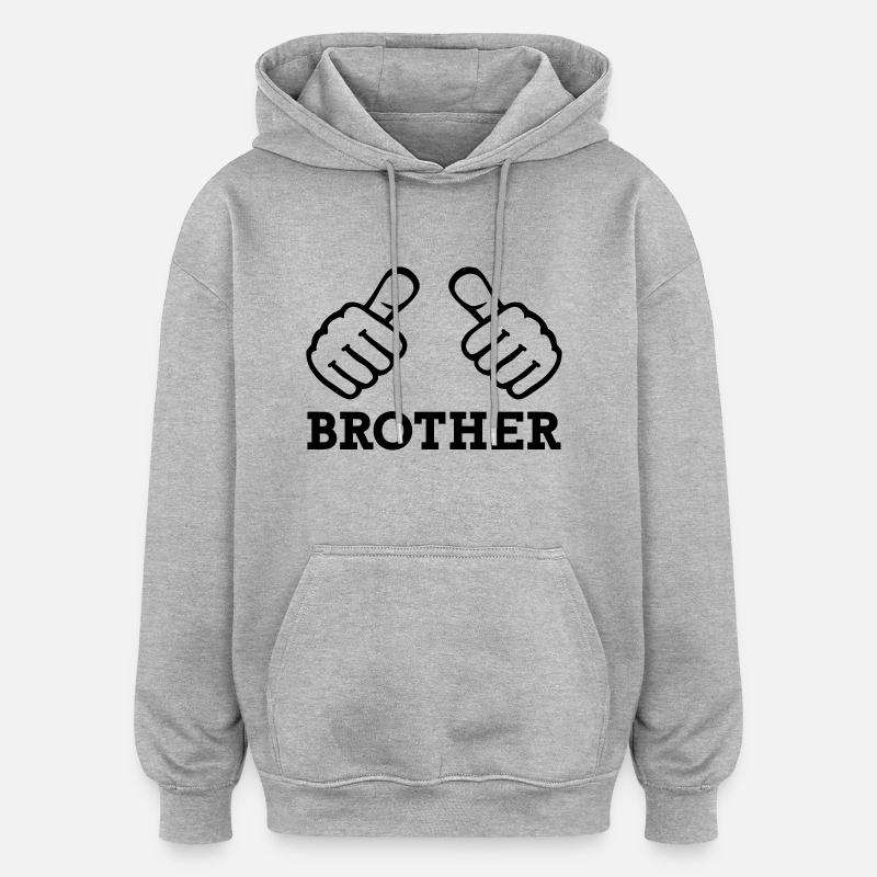 Brother - Sweat à capuche oversize unisexe - gris chiné