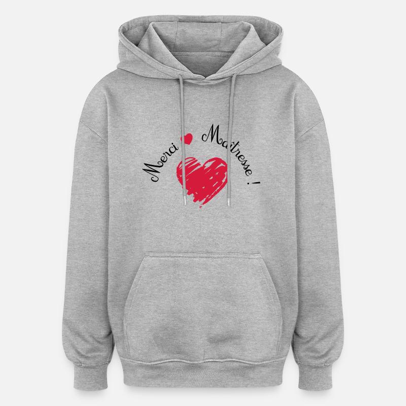 merci maîtresse coeur - Oversized Unisex Hoodie - Grau meliert