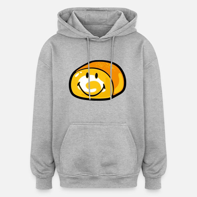 Smiley Bread - Sweat à capuche oversize unisexe - gris chiné