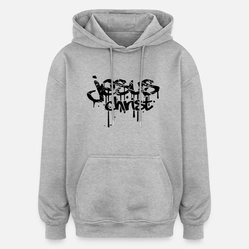 christ blod tårar repa graffiti droppe tatuering b - Oversized luvtröja unisex - gråmelerad