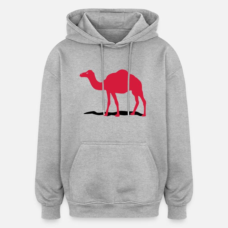 chameau - Sweat à capuche oversize unisexe - gris chiné