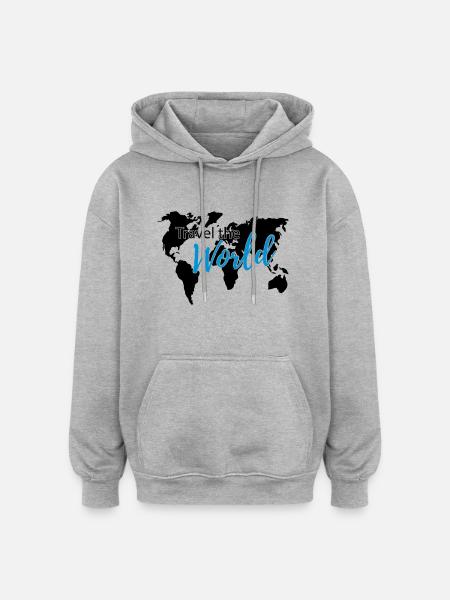 Travel the World 2c - Oversized Unisex Hoodie - heather grey
