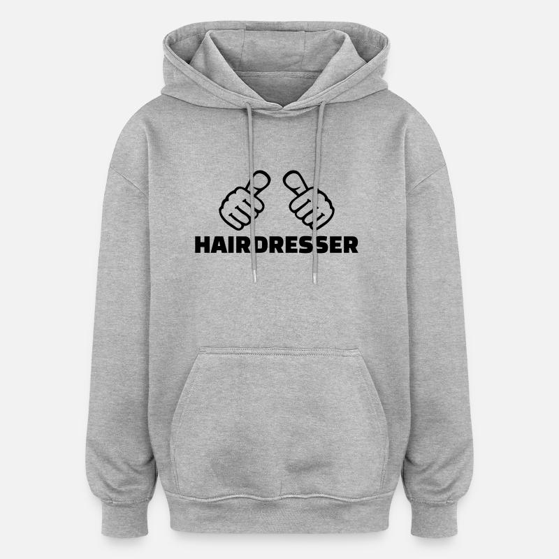 Friseur - Oversized Unisex Hoodie - Grau meliert