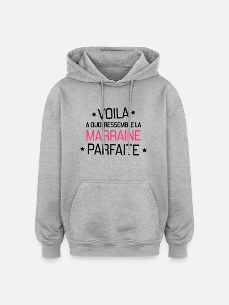 Parrain / Marraine / Filleule / Filleul - Sweat à capuche oversize unisexe - gris chiné