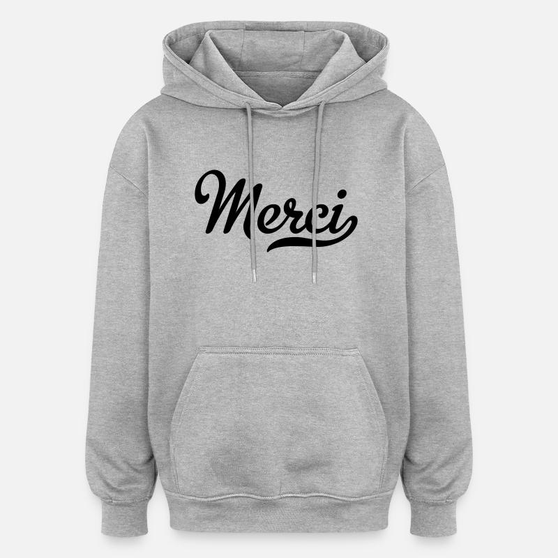 Merci - Sweat à capuche oversize unisexe - gris chiné