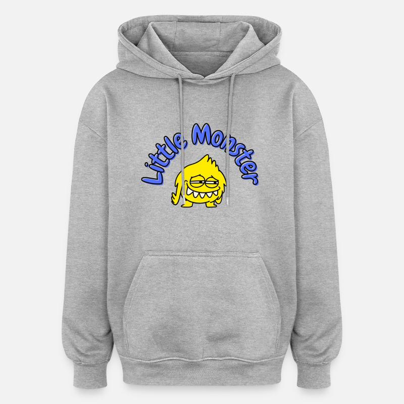 Petit monstre - Sweat à capuche oversize unisexe - gris chiné