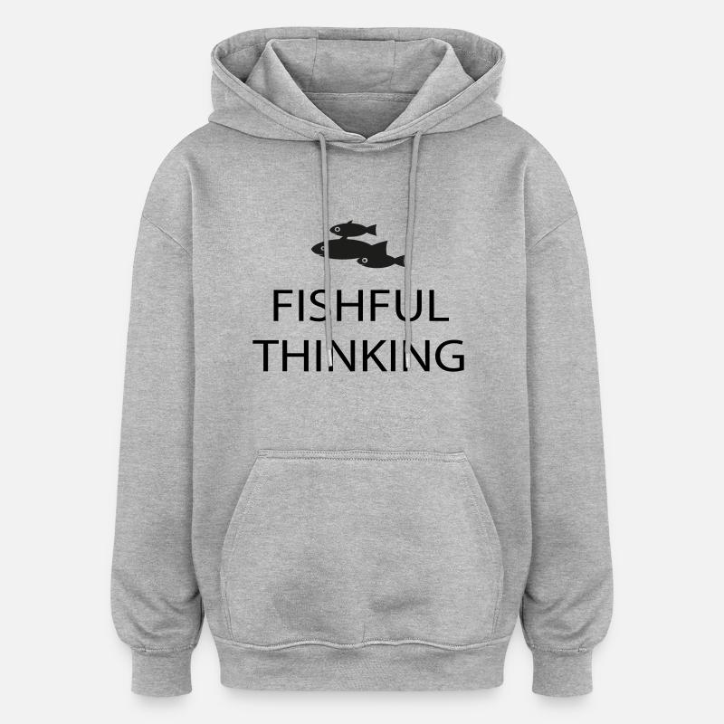 angeln - Oversized Unisex Hoodie - Grau meliert