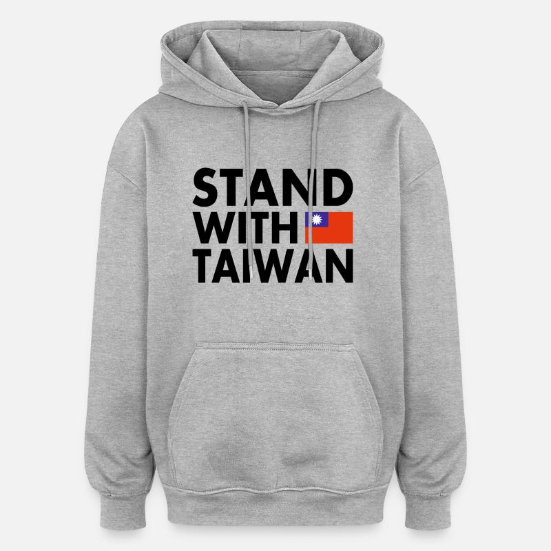 Stand with taiwan - Sweat à capuche oversize unisexe - gris chiné