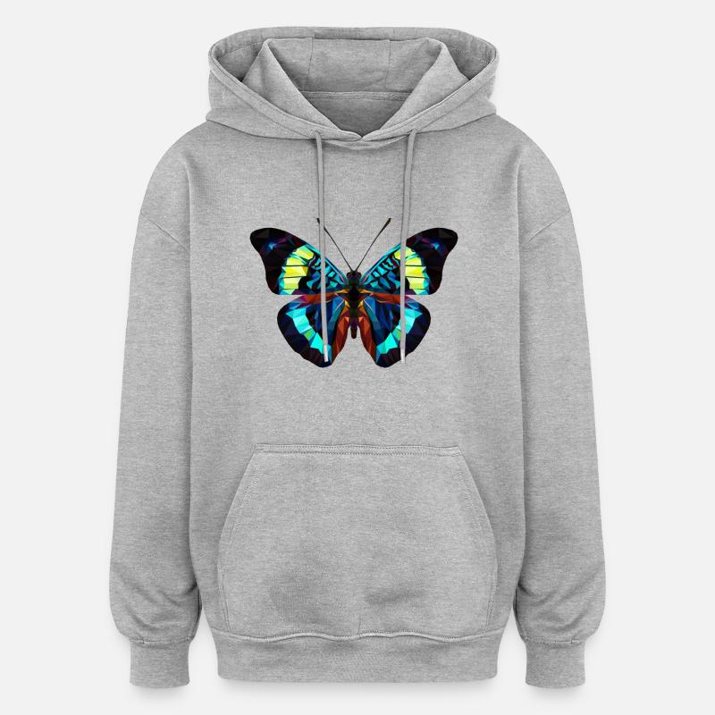 Papillon - Sweat à capuche oversize unisexe - gris chiné