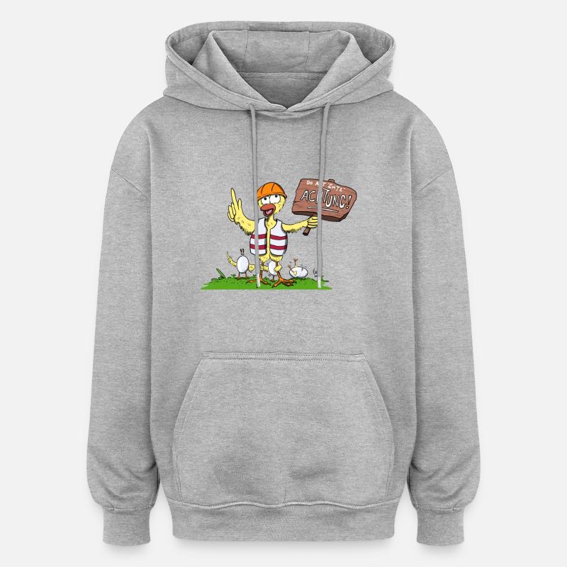 Attention canard - Sweat à capuche oversize unisexe - gris chiné