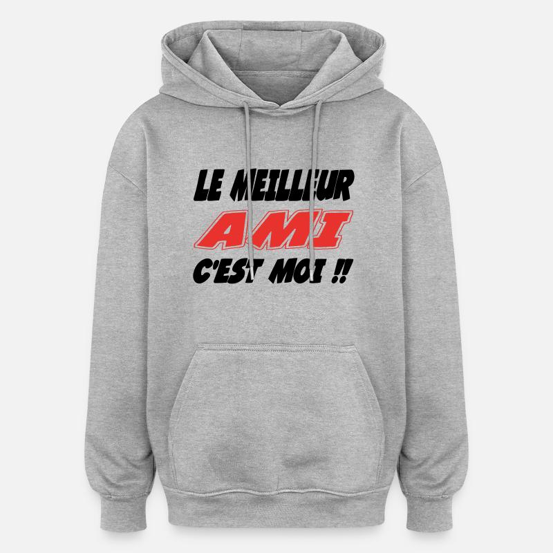 Der beste FREUND bin ich!! - Oversized Unisex Hoodie - Grau meliert
