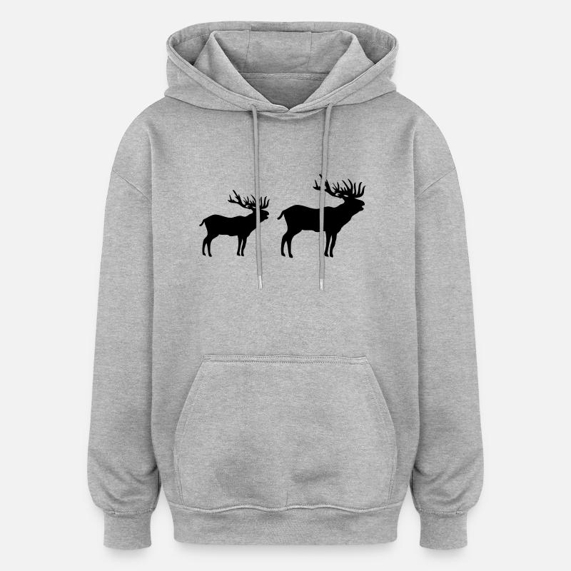 Silhouette de cerf - Sweat à capuche oversize unisexe - gris chiné