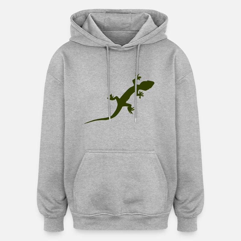 Lézard gecko - Sweat à capuche oversize unisexe - gris chiné