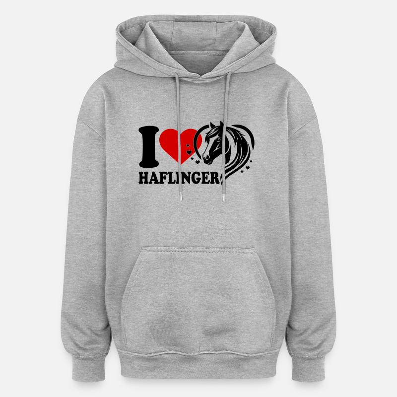 J’adore le cheval Haflinger - Sweat à capuche oversize unisexe - gris chiné