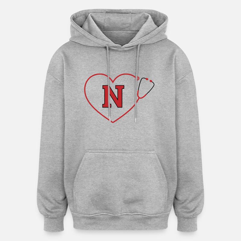 Buchstabe n Stethoskop - Oversized Unisex Hoodie - Grau meliert