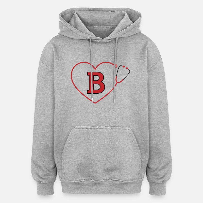 Stethoskop mit Buchstabe B - Oversized Unisex Hoodie - Grau meliert