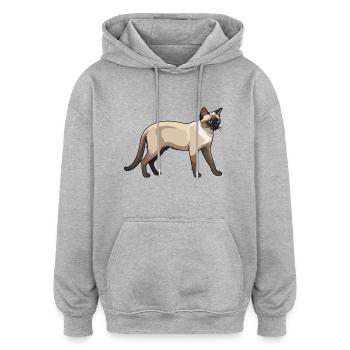 Cute Siamese Car - Cat Sticker - Oversized Unisex Hoodie - Grau meliert - Vorne - Noah (186cm)