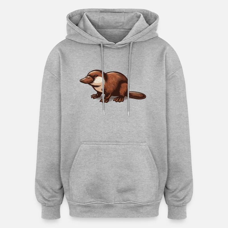 Ornithorynque - Sweat à capuche oversize unisexe - gris chiné