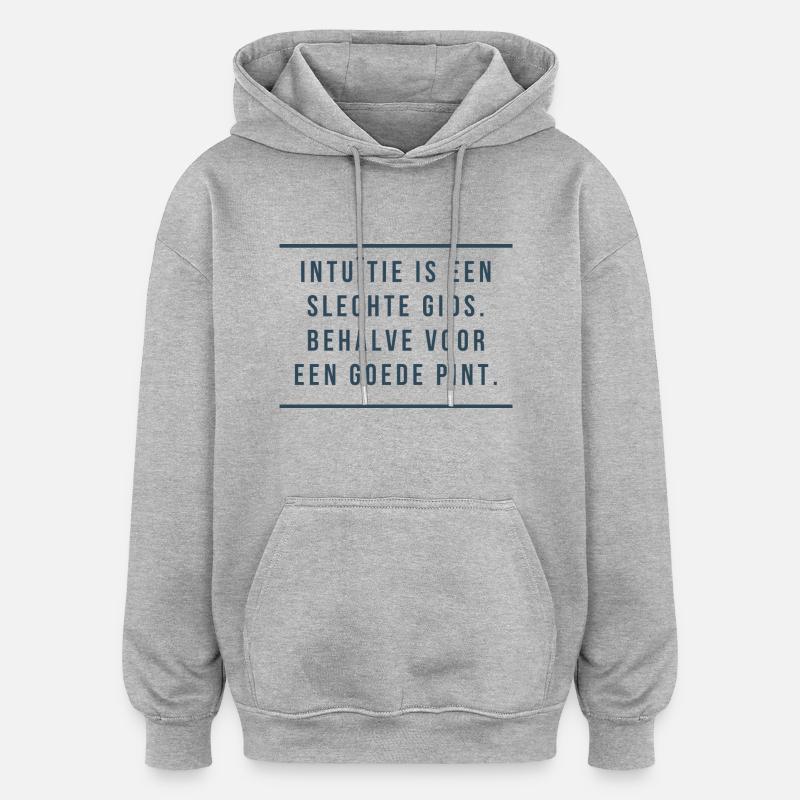 Sagesse anversoise : intuition et pintes - Sweat à capuche oversize unisexe - gris chiné