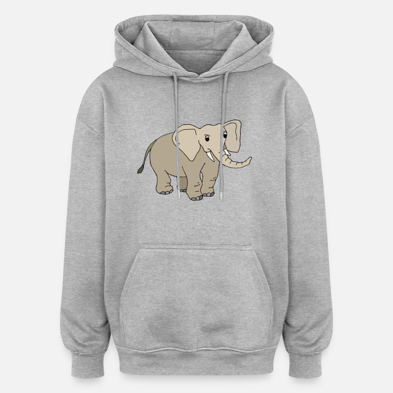 Éléphant - Sweat à capuche oversize unisexe - gris chiné