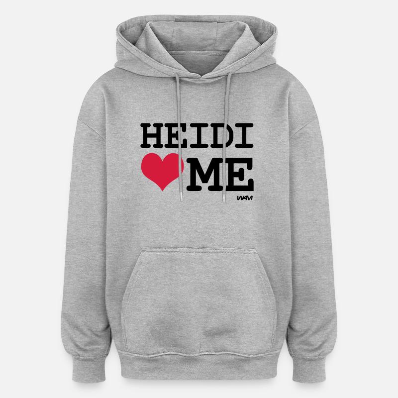 heidi m'aime - Sweat à capuche oversize unisexe - gris chiné