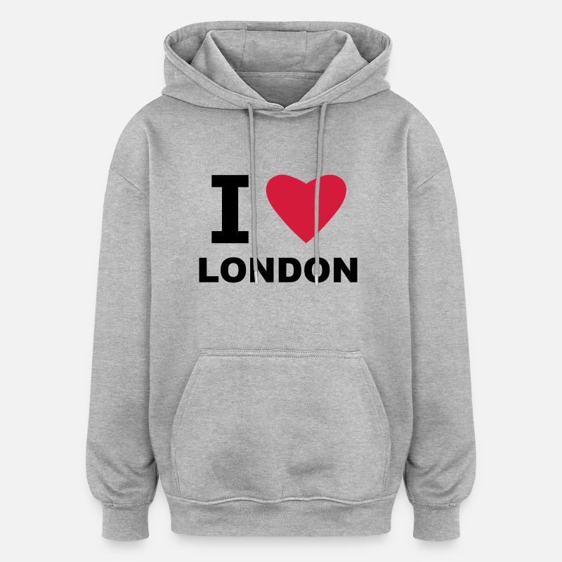 j'aime Londres - Sweat à capuche oversize unisexe - gris chiné