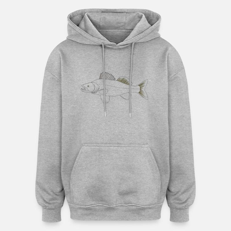 Cible poissons Zander - Sweat à capuche oversize unisexe - gris chiné
