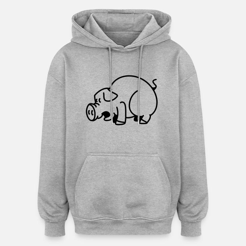 Schwein - Oversized Unisex Hoodie - Grau meliert