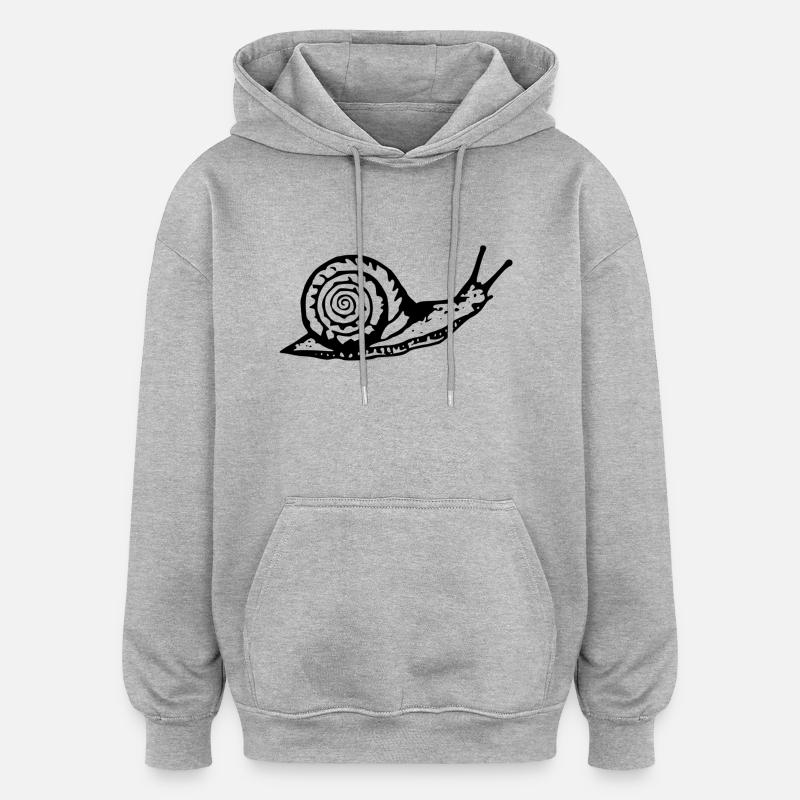 Snail noir et withe - Sweat à capuche oversize unisexe - gris chiné