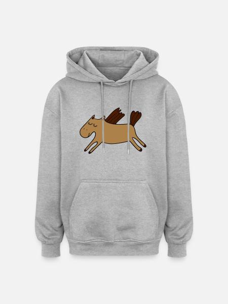 Pony - Oversized Unisex Hoodie - Grau meliert