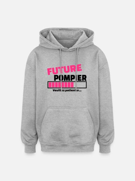 future pompier - Sweat à capuche oversize unisexe - gris chiné