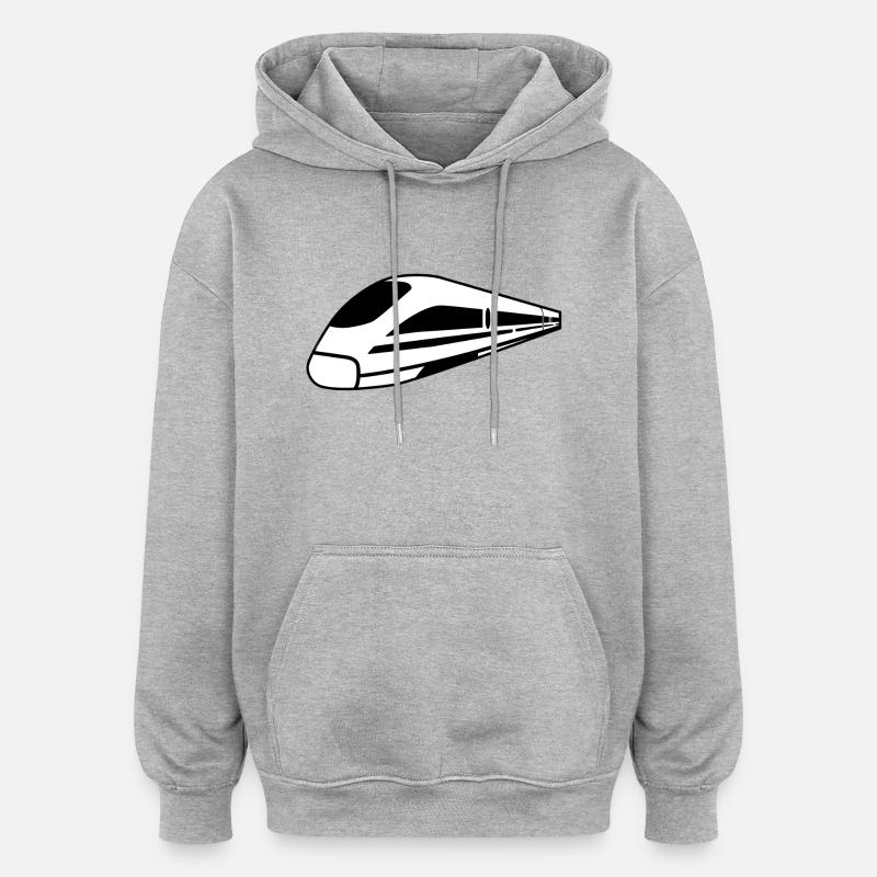 Train - Sweat à capuche oversize unisexe - gris chiné