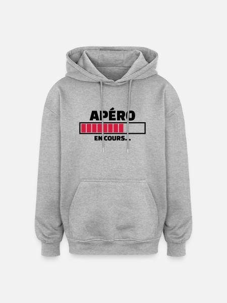 apéro en cours - Sweat à capuche oversize unisexe - gris chiné