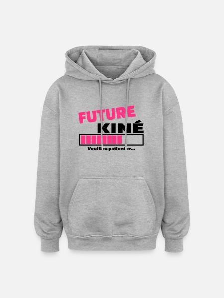 future kiné - Sweat à capuche oversize unisexe - gris chiné
