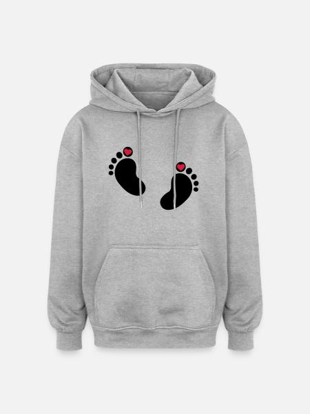 Bébé pieds - Sweat à capuche oversize unisexe - gris chiné