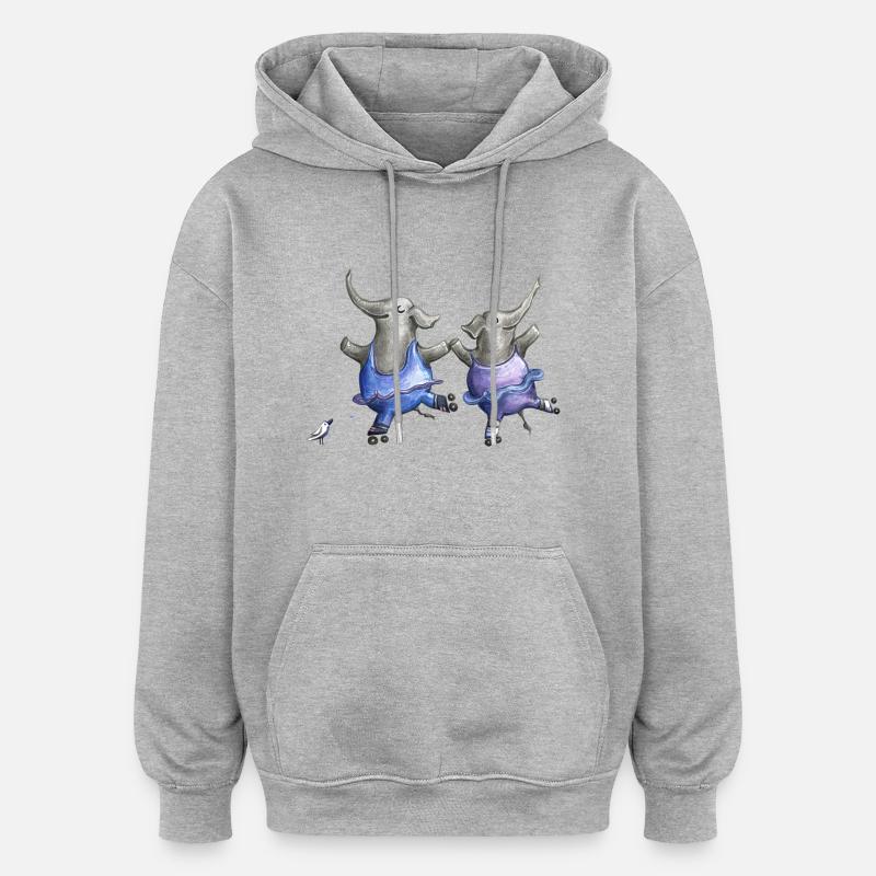 Roller skate elephant dance - Sweat à capuche oversize unisexe - gris chiné