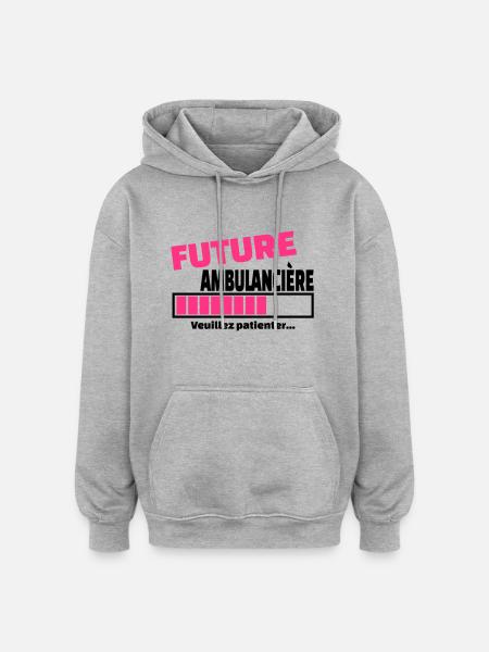 future ambulancière - Sweat à capuche oversize unisexe - gris chiné
