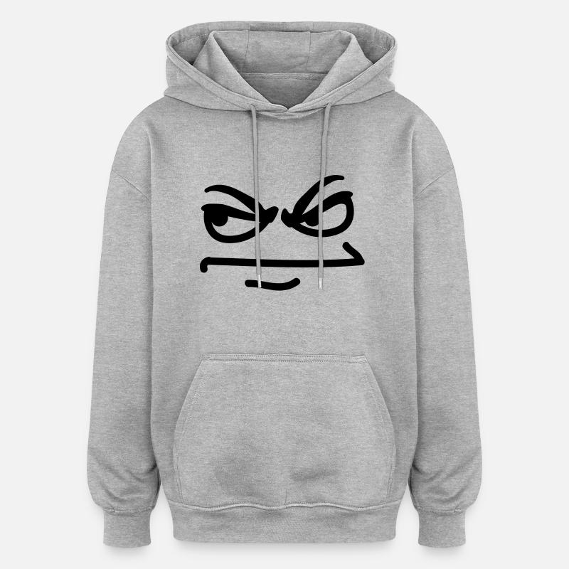 angry_face - Sweat à capuche oversize unisexe - gris chiné