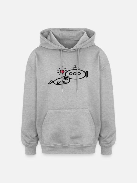 wal liebt uboot - Oversized Unisex Hoodie - Grau meliert