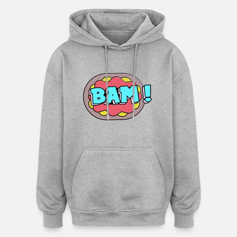 Bam ! - Sweat à capuche oversize unisexe - gris chiné