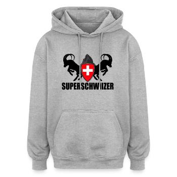 superschwiizer - Oversized Unisex Hoodie - Grau meliert - Vorne - Noah (186cm)