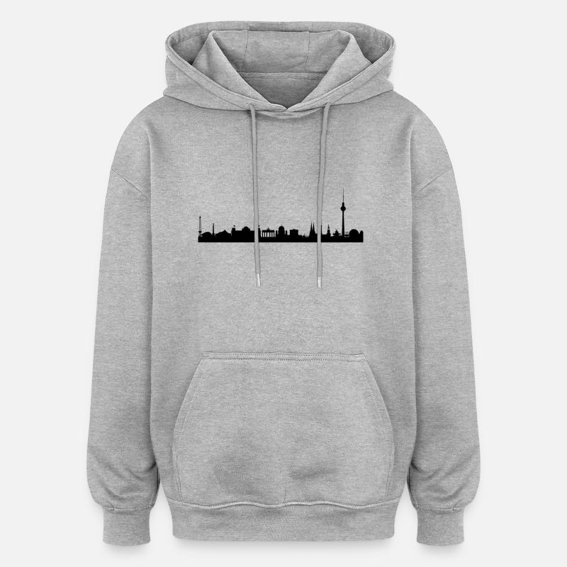 Skyline Berlin Noir - Sweat à capuche oversize unisexe - gris chiné