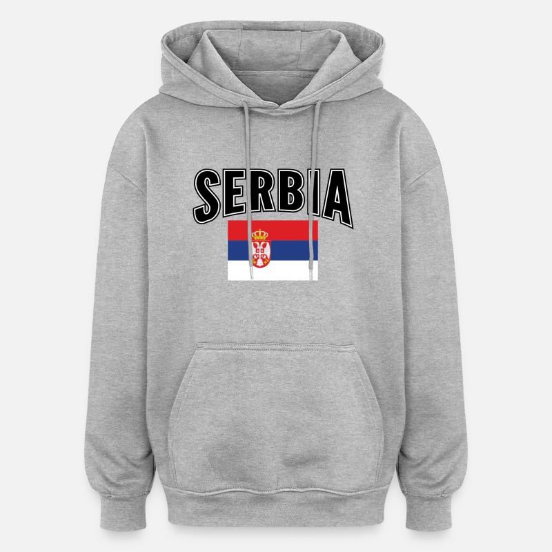 Serbie - Sweat à capuche oversize unisexe - gris chiné