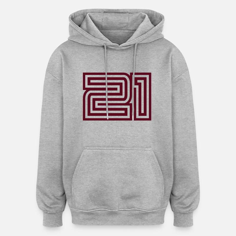 21_style_design - Sweat à capuche oversize unisexe - gris chiné