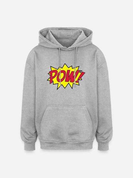 pow_punch - Oversized Unisex Hoodie - Grau meliert