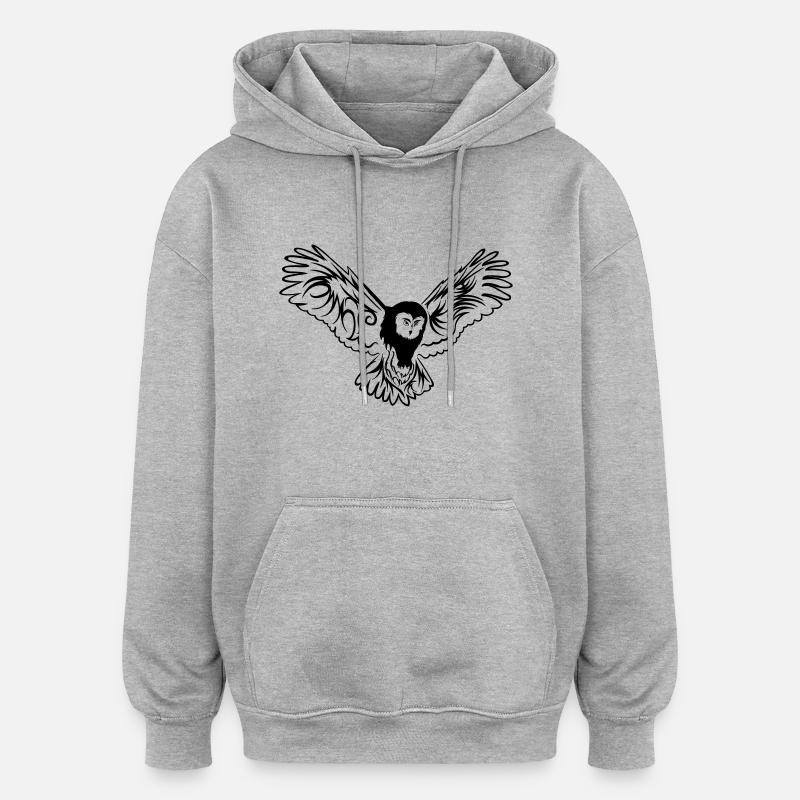 owl - Sweat à capuche oversize unisexe - gris chiné