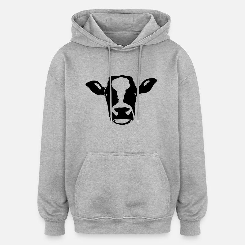 tête de vache - Sweat à capuche oversize unisexe - gris chiné