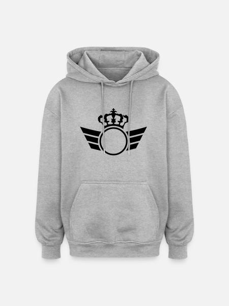 Crown Logo - Oversized Unisex Hoodie - heather grey