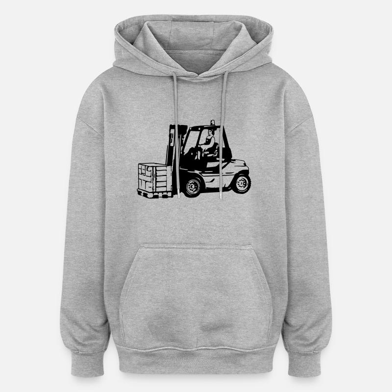 chariot élévateur - Sweat à capuche oversize unisexe - gris chiné